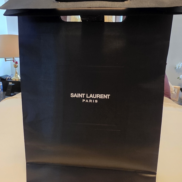 SAINT LAURENT Auth. Black Shopping Bag – Textured w/ Adhesive Closure